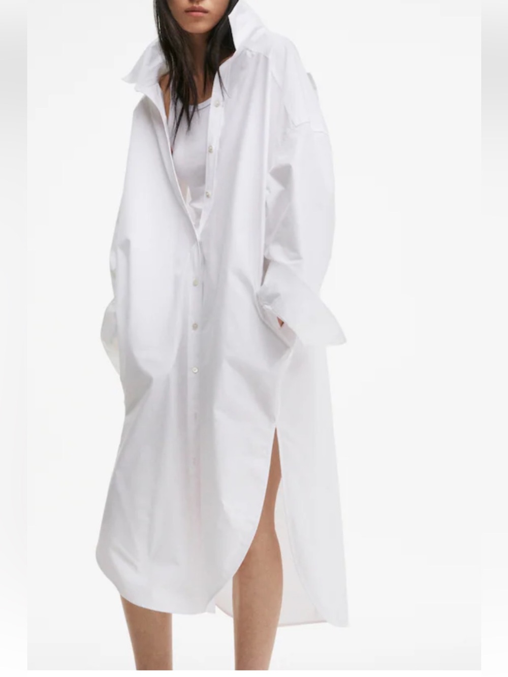 H&M White women’s  Longline Button-Down Shirt